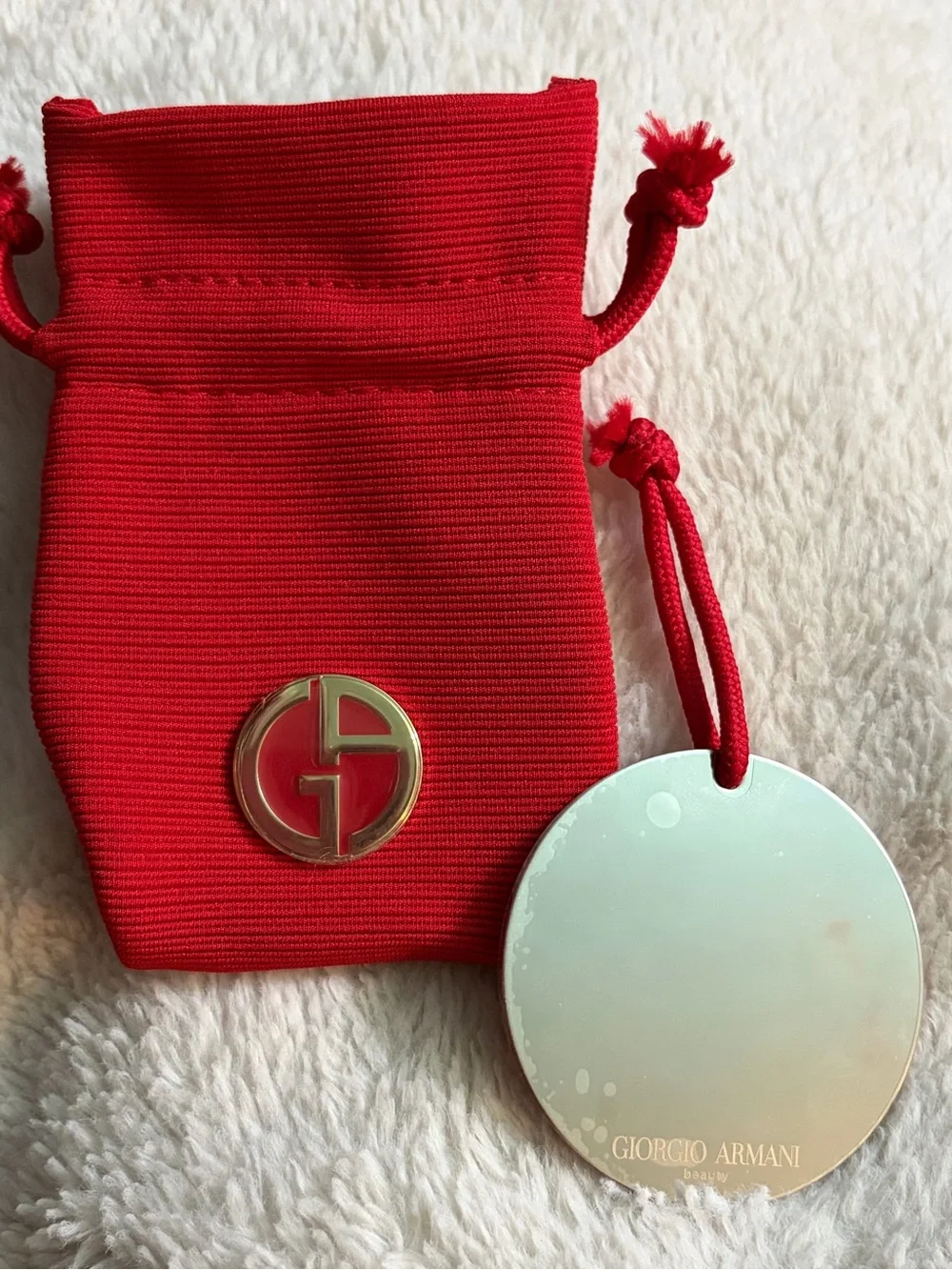 Giorgio Armani Beauty Red pocket Mirror & Drawstring pouch Set